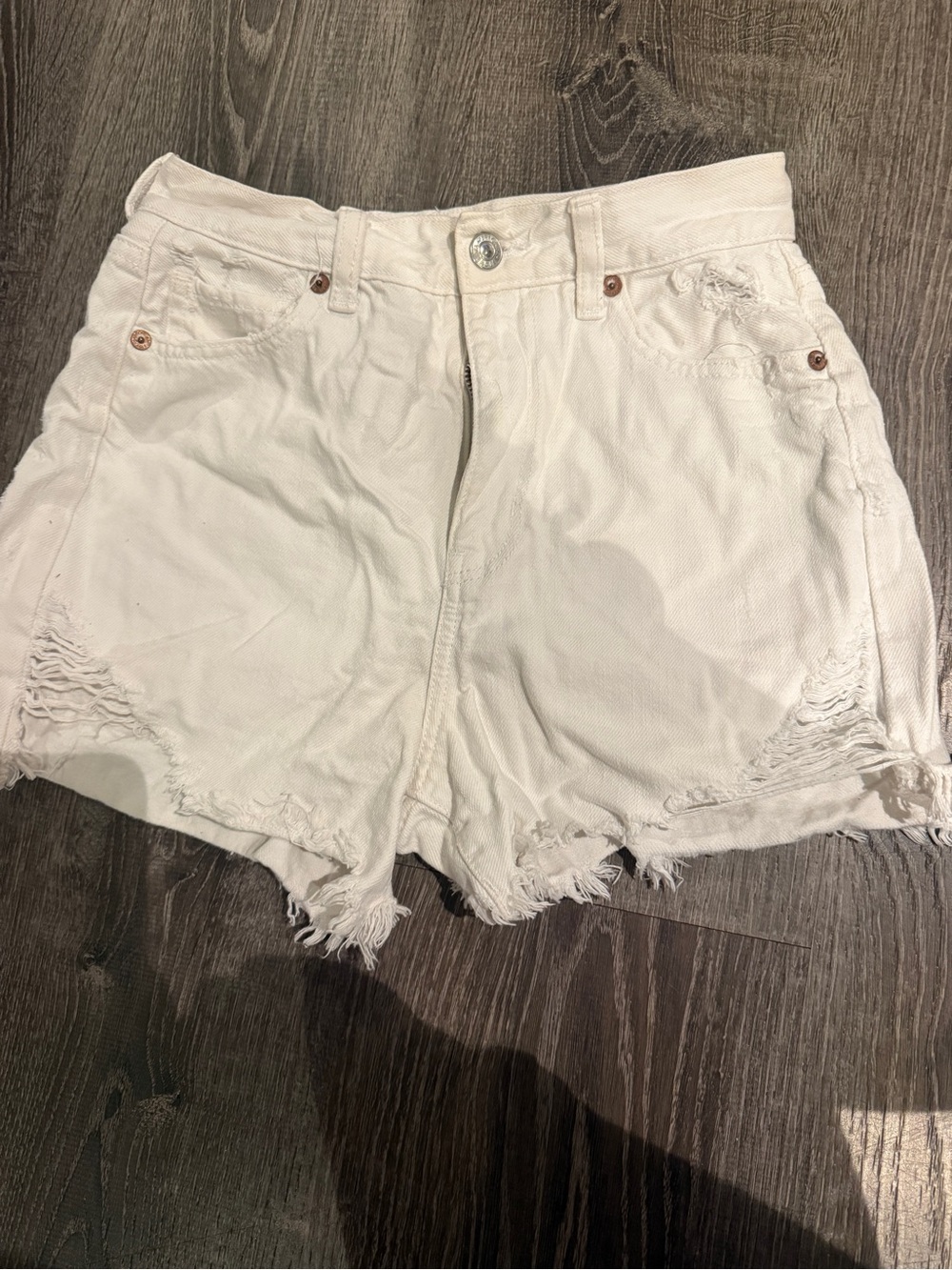 American Eagle Outfitters White Distressed Denim Shorts